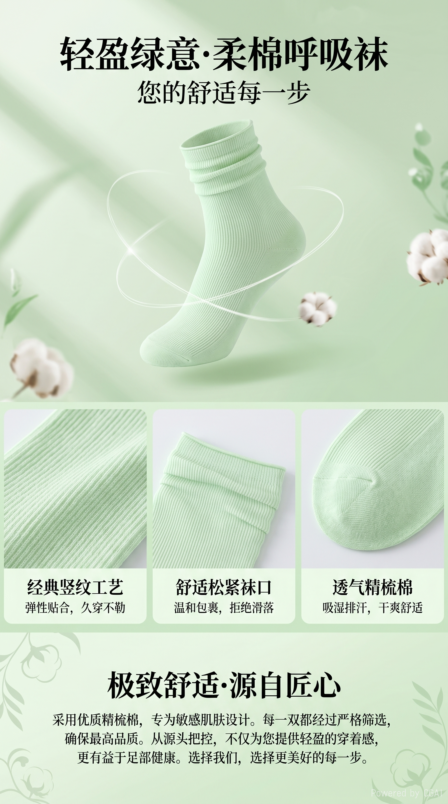 浅绿色条纹冰冰堆堆袜糖果色女袜中筒夏季薄款详情1