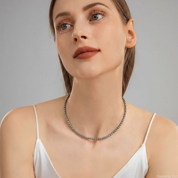云逸饰家 深灰贝珠项链现货首饰百搭单戴叠戴都好看的饰品厂家详情4