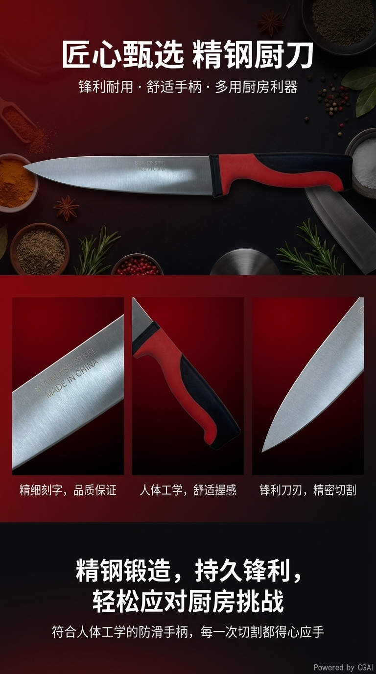 日本尾單304不锈钢厨用刀水果刀木柄厨房刀具防锈耐用151527691详情1