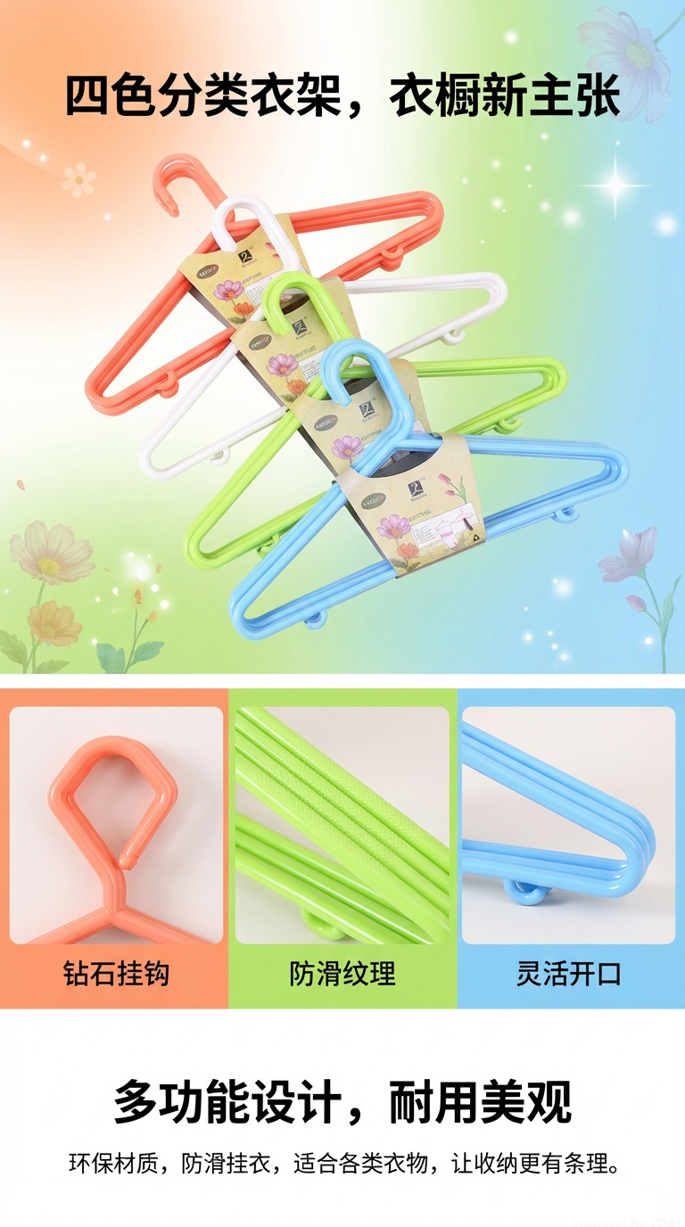成人彩色全新塑料衣架实心加厚简约阳台衣柜衣挂干湿两用晾晒衣架详情1