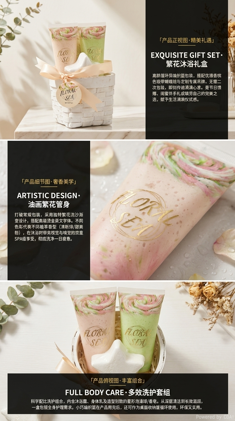 Flower ocean bath gift box, souvenir gift box, packaging box, luxurious gift box pic 2