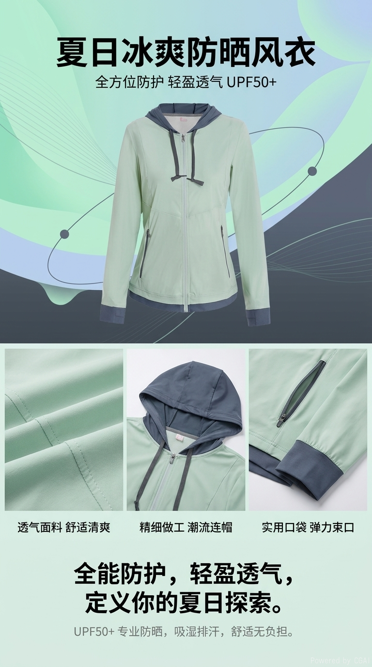 3148款防晒防紫外线超轻防风衣户外登山速干服详情1