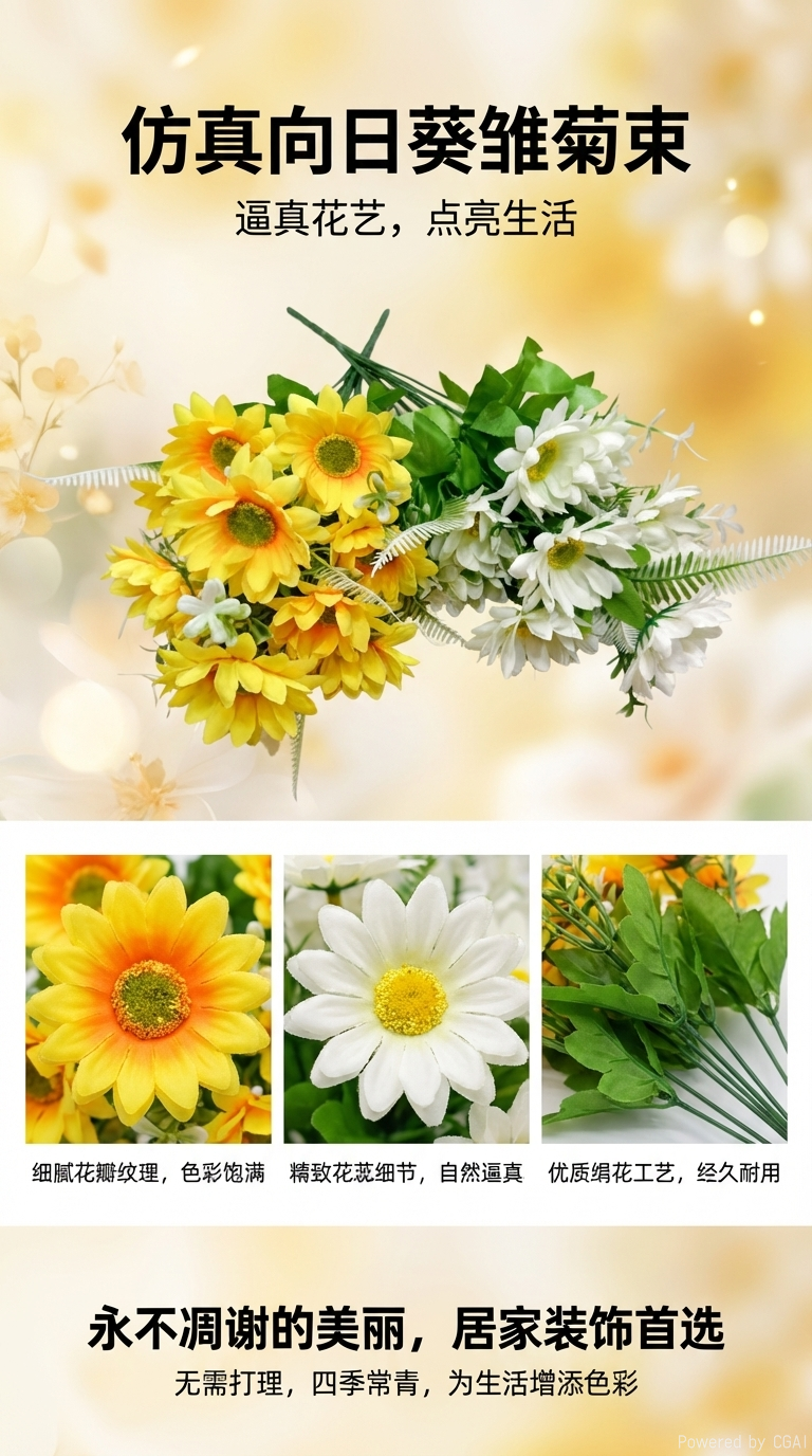 仿真花装饰花塑料花假花家饰塑料花装居家摆件12头亚光小芙兰DIY花艺把花绢花塑料花详情1