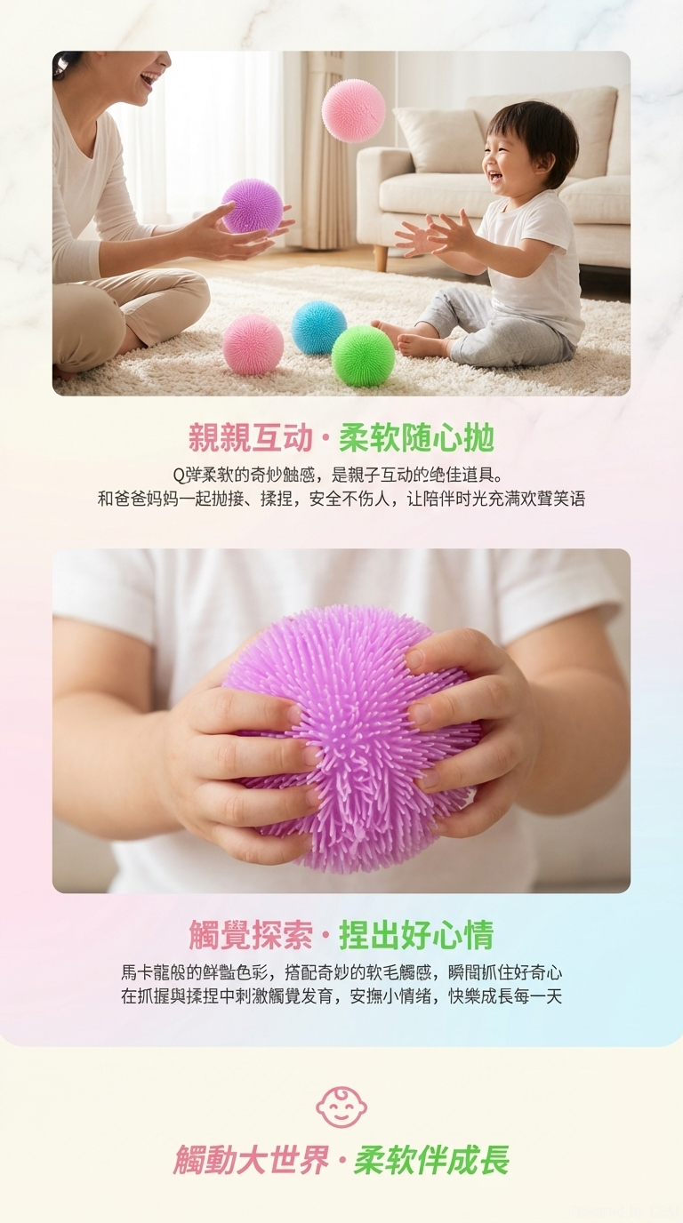 小孩挤压玩具100g马卡龙四色毛毛球爆品工厂直销详情3