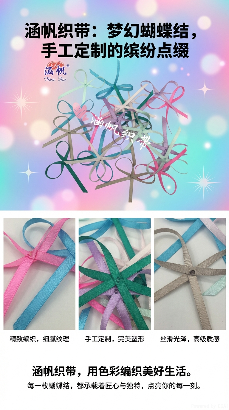 Colorful ribbon bow hair tie, Korean-style hair band and headwear for women, splicing rhinestone towel ring, custom beaded pic 1