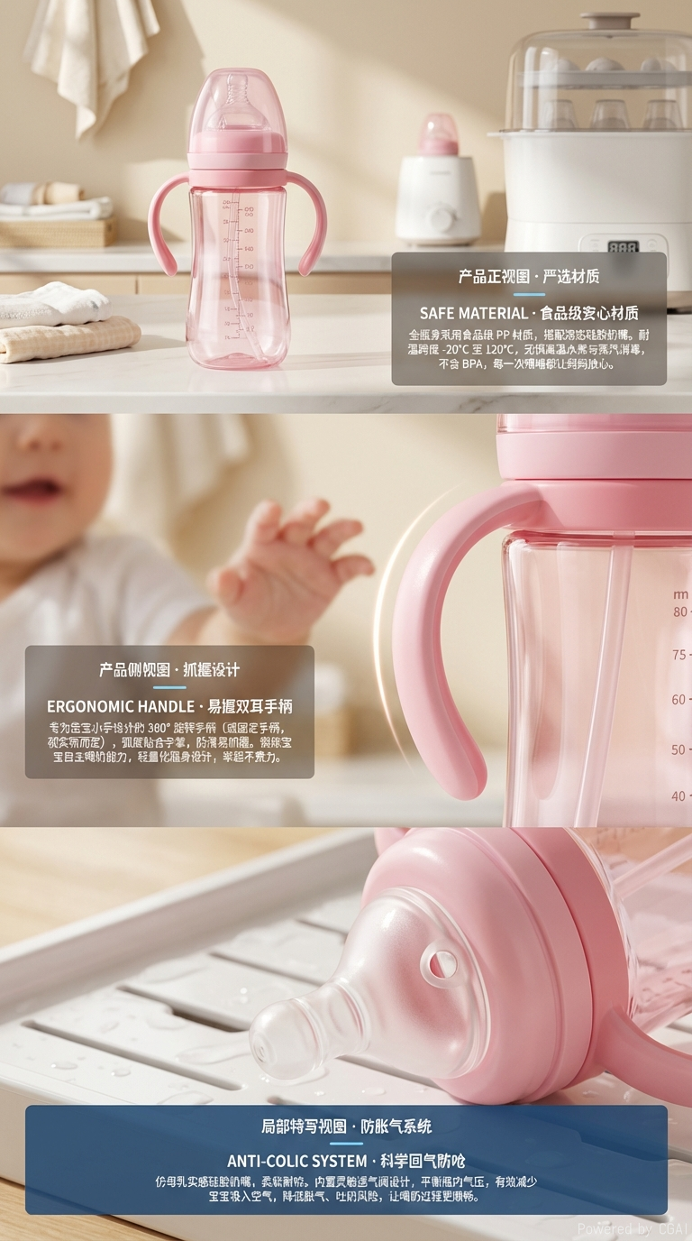 贝亲日康婴儿奶瓶包装盒主体母婴用品奶瓶毛巾套装适用新生儿宝宝护理详情2