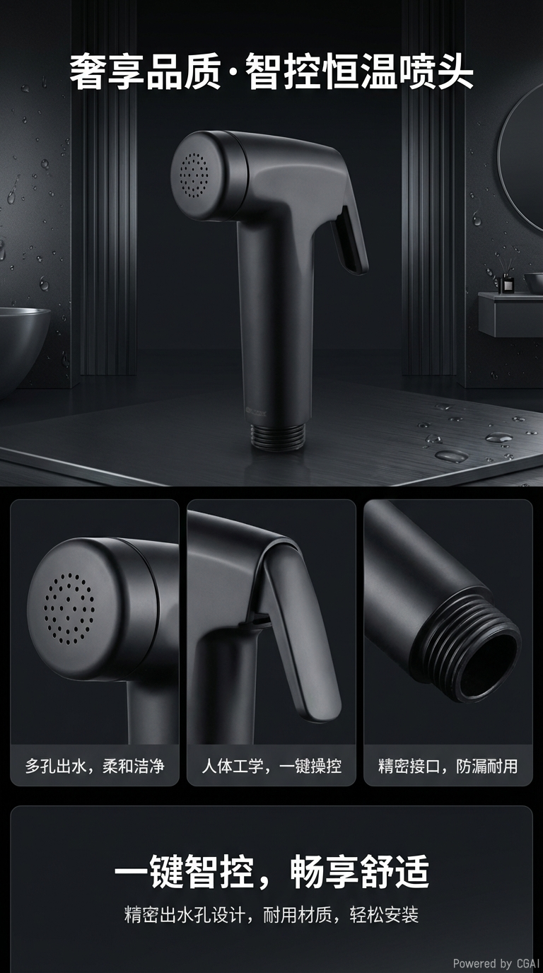 黑色塑料妇洗器喷头       详情1