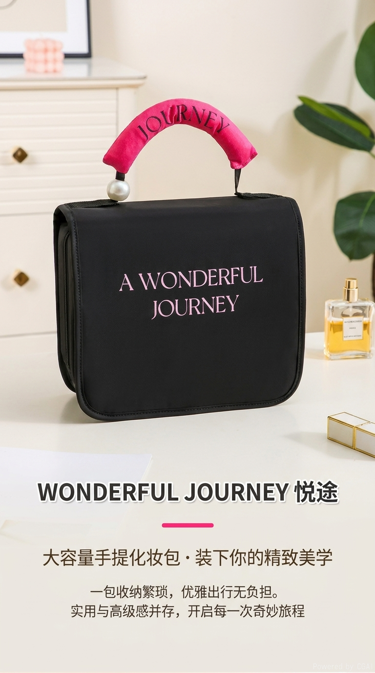 The new InS-style hand-held toiletry bag with pearl hooks from Adiva features a large capacity, waterproof and multi-functional storage pic 1