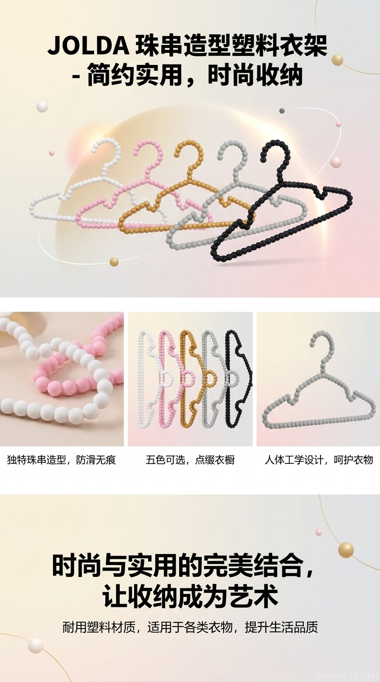 彩色珠子塑料衣架成人儿童挂衣架晾衣架详情1