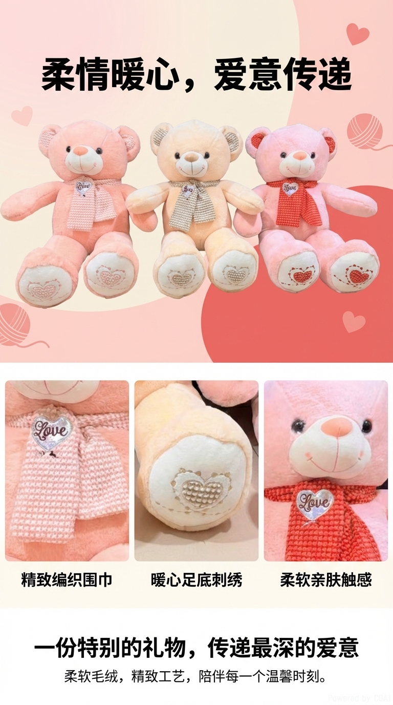 love围巾熊毛绒玩具可爱柔软儿童抱枕礼物详情1
