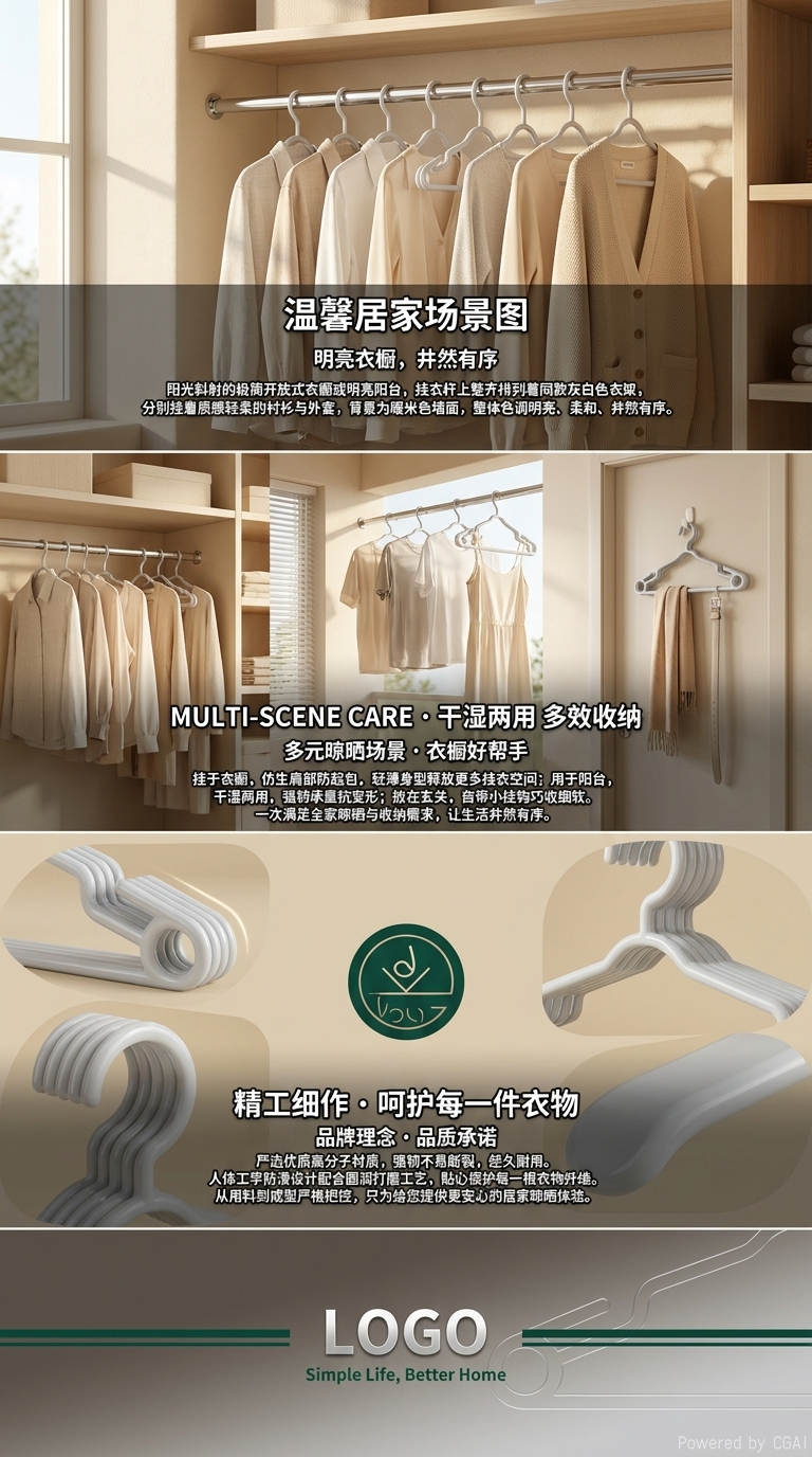 简约时尚衣架家用防滑塑料晾衣架大号加粗结实耐用详情2