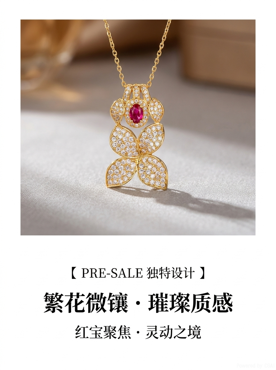 欧美风格奢华锆石婚礼首饰套装高品质18K镀金黄铜四叶草项链耳环详情2