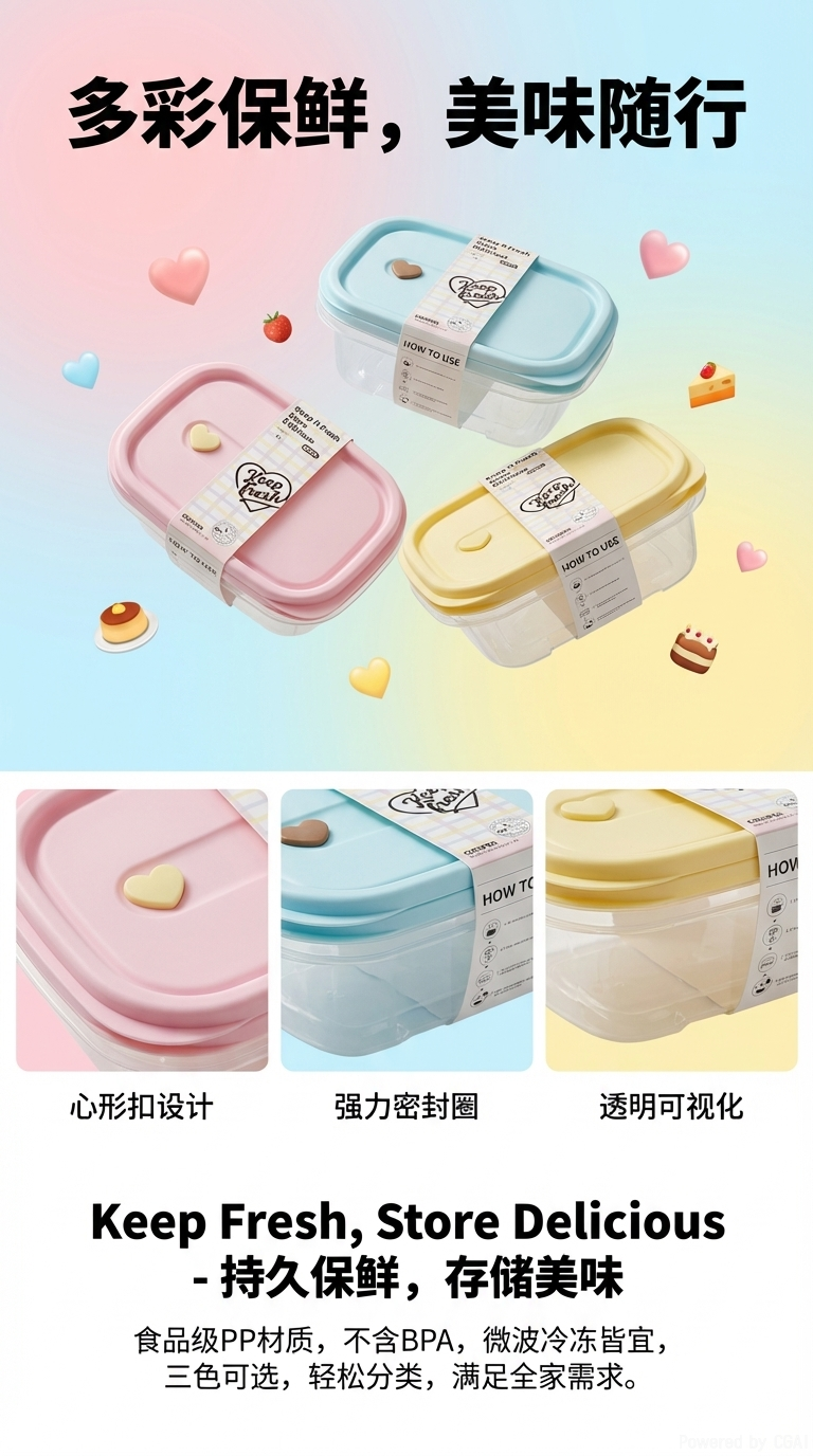7122-3 MINI Three-piece Food Storage Box Macaron Series pic 1