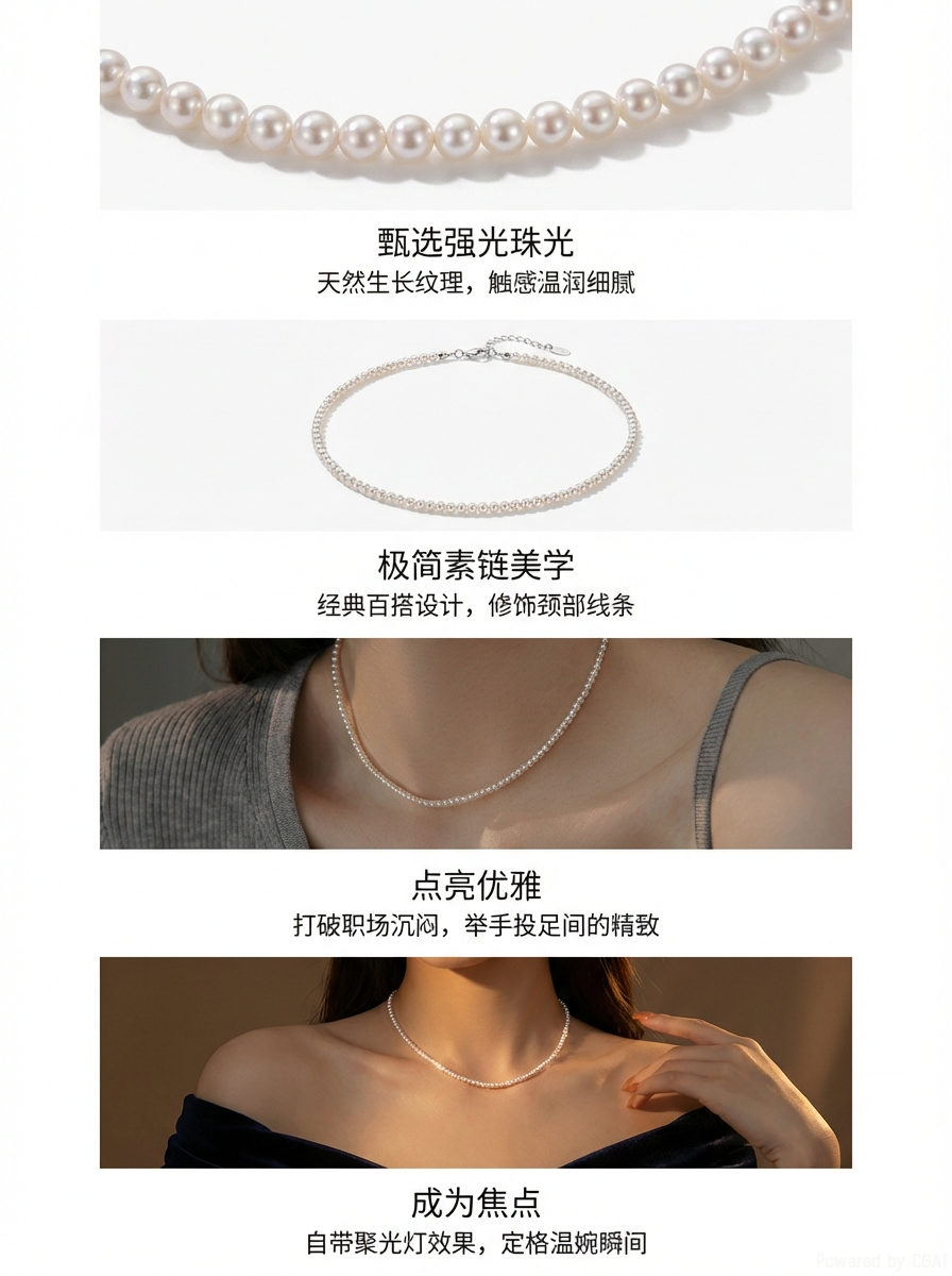 Yunyi Shijia 3-4mm Xiaomi Pearl Necklace, Classic freshwater pearl S925 silver clasp and chain, Fine gift, Festival gift in stock pic 3