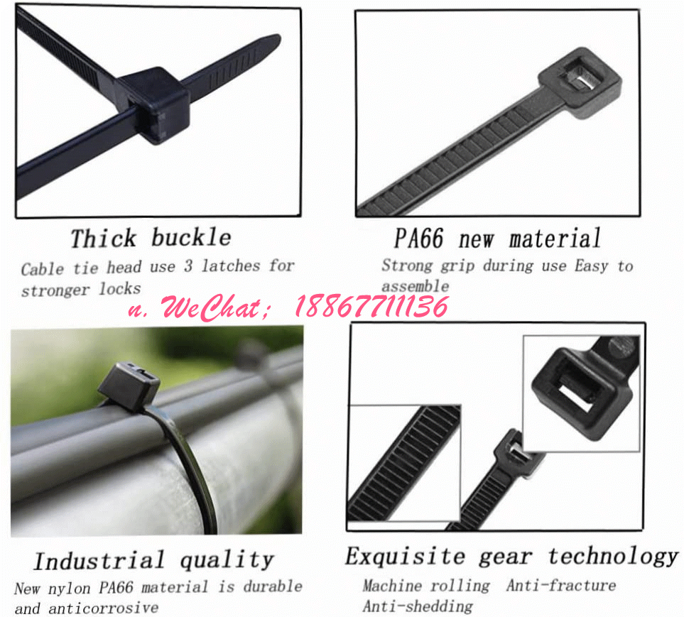 20.35 厘米电缆拉链领带尼龙拉链领带 黑色和白色50 磅强度扎带详情图3