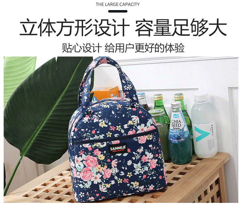 SANNE's new portable insulated lunch box bag, eco-friendly lunch bag, waterproof and fresh-keeping ice bag, outdoor refrigerated meal bag detail image 10