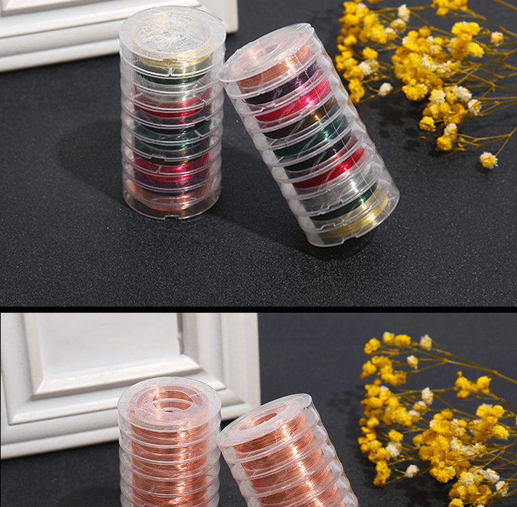 0.3MM彩铜铜丝线DIY手工缠绕线引线饰品发箍发钗定型线详情图7