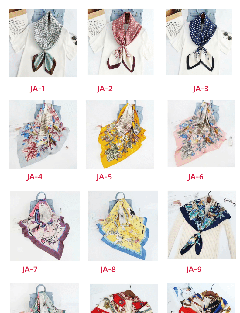 Jane Eyre Siyuan 90 Square Scarf Korean Version, fashionable and versatile, Spring and autumn imitation silk printed silk scarf, professional square scarf, scarf, e-commerce gift pic 3