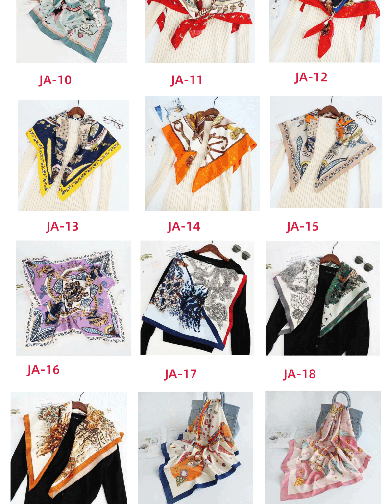 Jane Eyre Siyuan 90 Square Scarf Korean Version, fashionable and versatile, Spring and autumn imitation silk printed silk scarf, professional square scarf, scarf, e-commerce gift pic 6