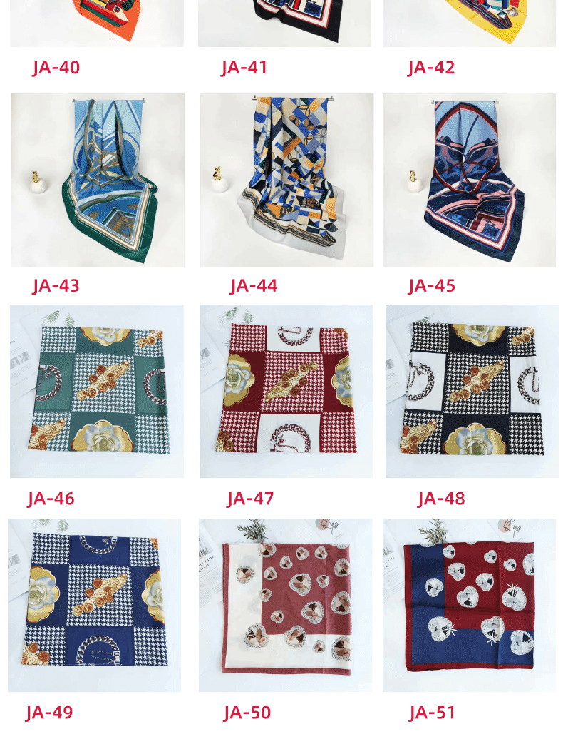 Jane Eyre Siyuan 90 Square Scarf Korean Version, fashionable and versatile, Spring and autumn imitation silk printed silk scarf, professional square scarf, scarf, e-commerce gift pic 4