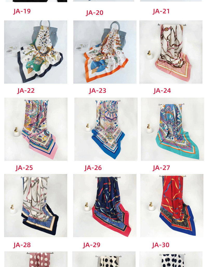 Jane Eyre Siyuan 90 Square Scarf Korean Version, fashionable and versatile, Spring and autumn imitation silk printed silk scarf, professional square scarf, scarf, e-commerce gift pic 5