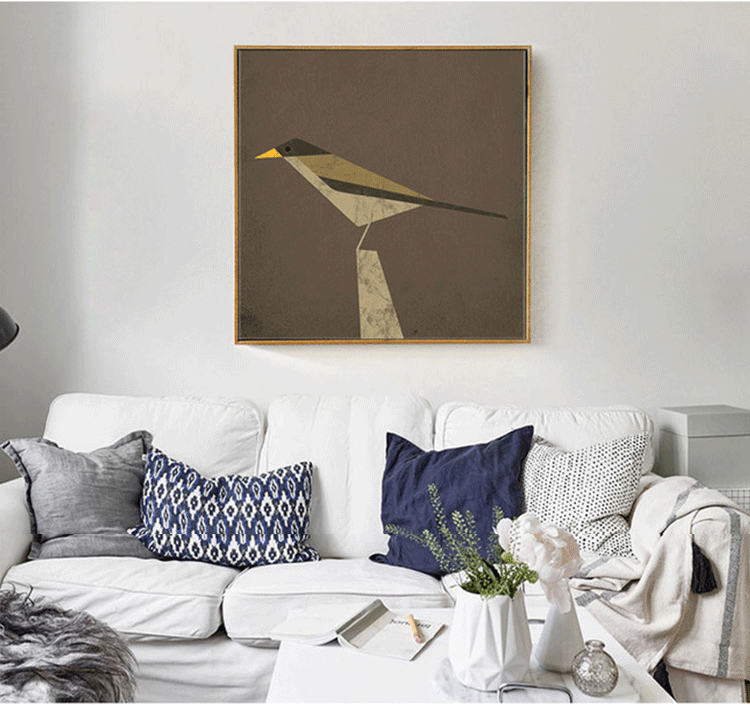 Shengshi Nordic living room decorative paintings, modern and simple dining room wall paintings, murals, sofa background wall paintings, bird paintings, retro style detail image 9