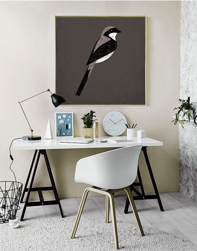 Shengshi Nordic living room decorative paintings, modern and simple dining room wall paintings, murals, sofa background wall paintings, bird paintings, retro style detail image 10