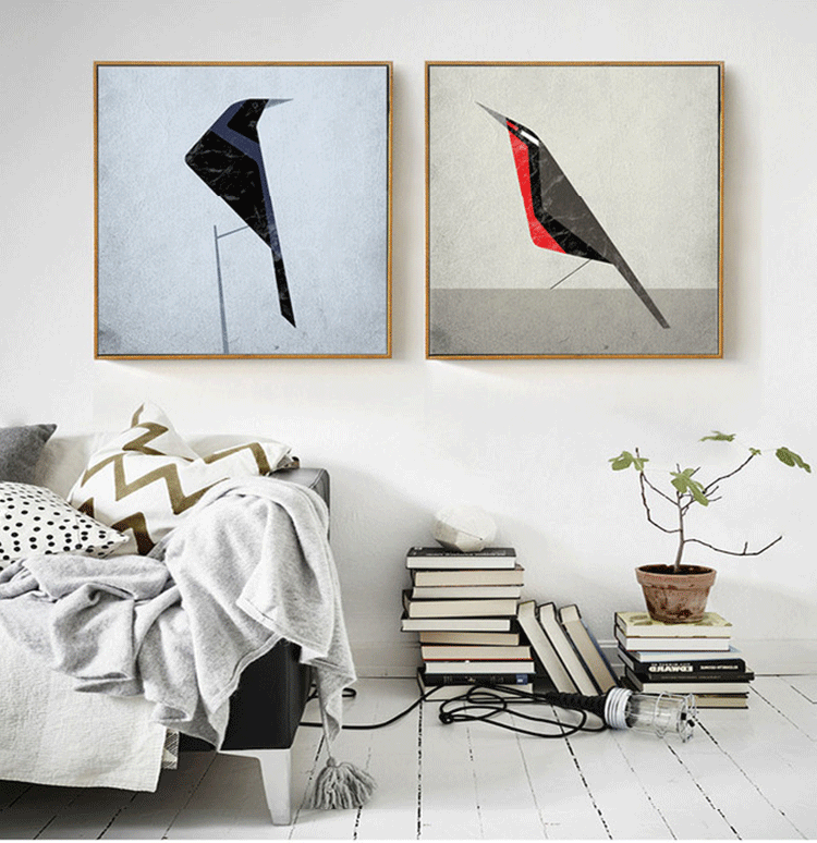 Shengshi Nordic living room decorative paintings, modern and simple dining room wall paintings, murals, sofa background wall paintings, bird paintings, retro style detail image 6