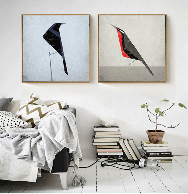 Shengshi Nordic living room decorative paintings, modern and simple dining room wall paintings, murals, sofa background wall paintings, bird paintings, retro style Application Scenario