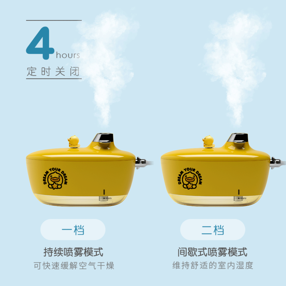 创意轮船缤乐奇加湿器联名款USB小黄鸭喷雾器桌面空气净化加湿器详情图9
