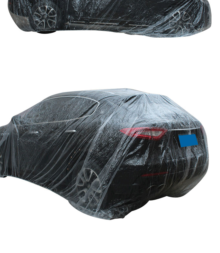 透明车罩 定制车衣车罩PE薄膜防雨罩一次性车衣 汽车一次性车衣详情图11