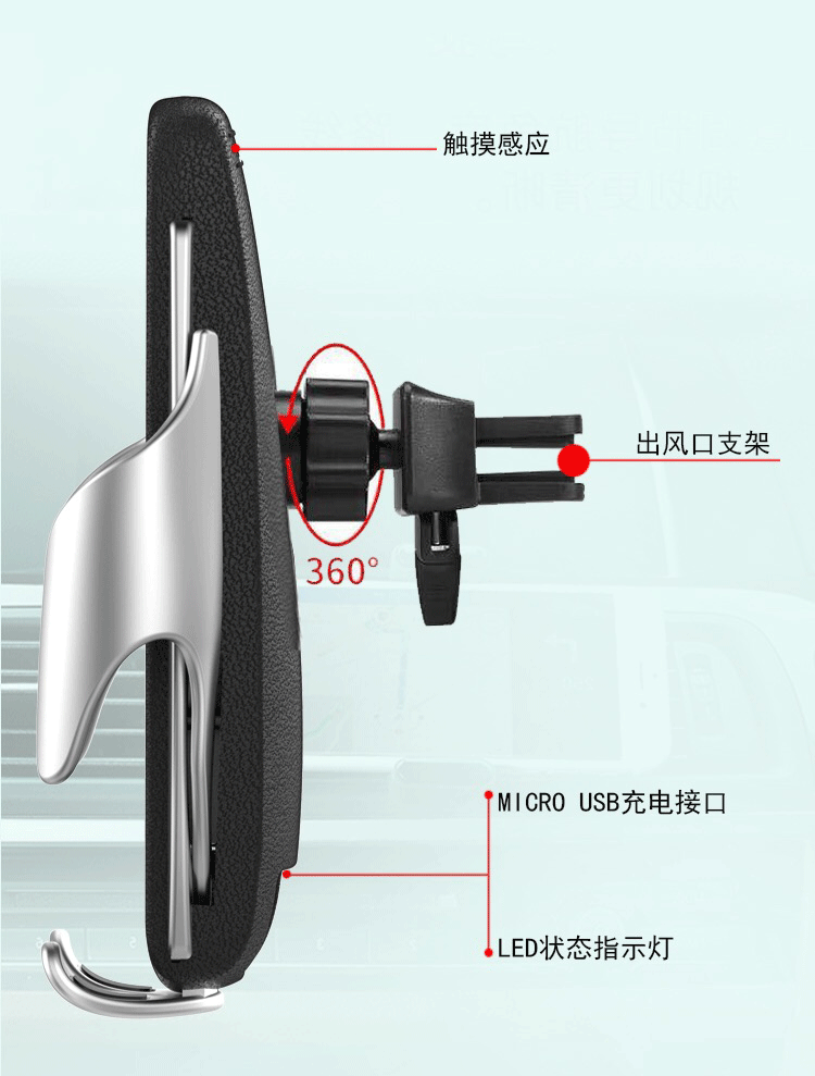 工厂直销抖音爆款企鹅魔夹S5车载红外线自动感应手机QI无线充电器详情图8