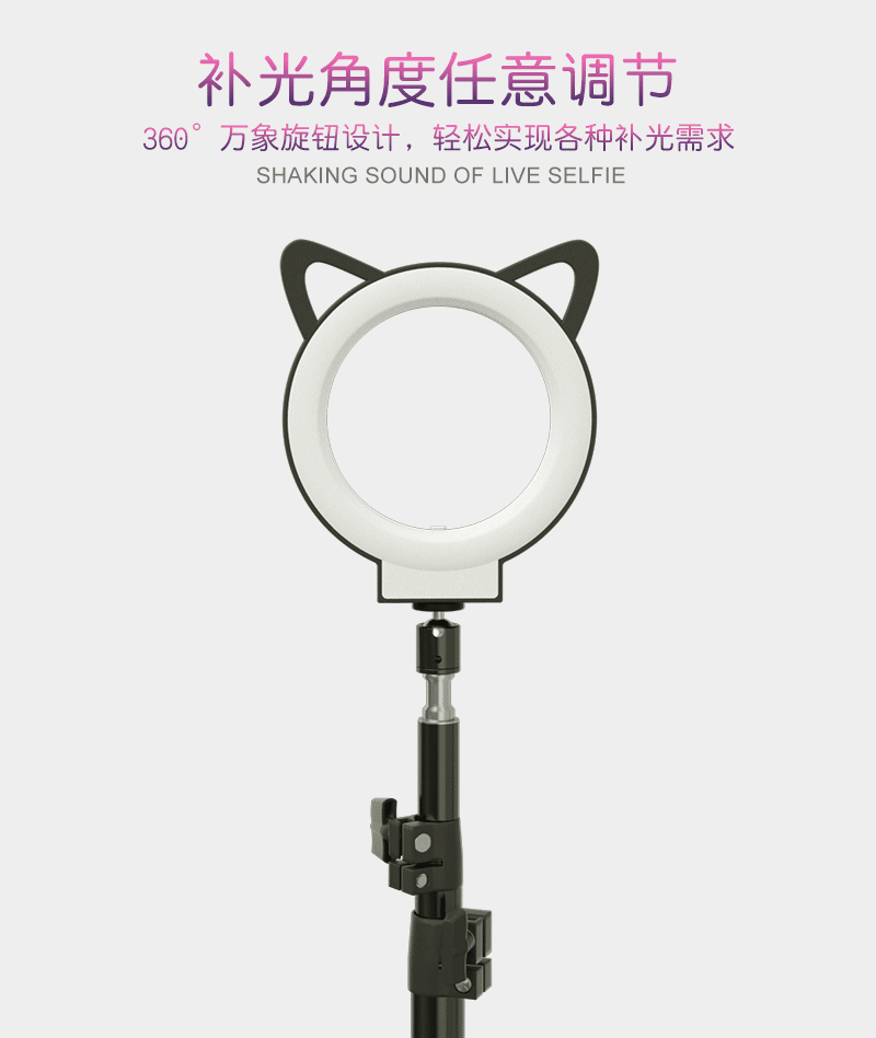 直播环形灯 led环形直播灯猫耳直播灯 纹绣美容落地灯化妆补光灯详情图15