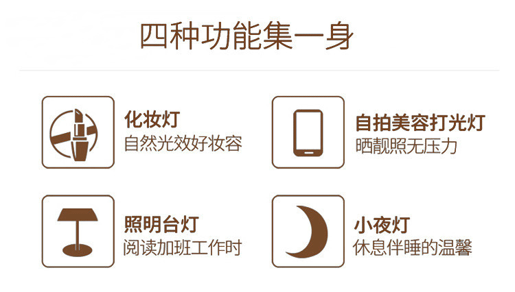 led折叠化妆镜USB带灯台式便携梳妆镜子美颜补光双面放大随身镜子详情图15