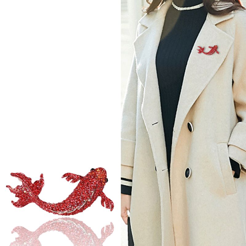 Factory direct sales new red koi fish brooch