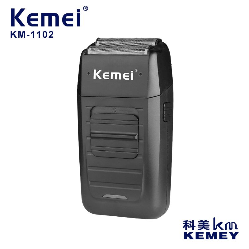 KEMEI科美剃须刀KM-1102黑 往复式双网剃须刀光头机鬓毛刀刮胡刀