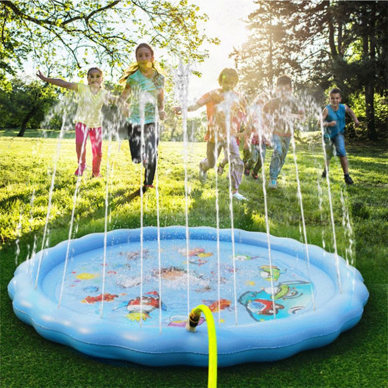 亚马逊儿童户外喷水垫PVC充气飞溅垫 户外草坪游戏垫子戏水洒水垫详情图5