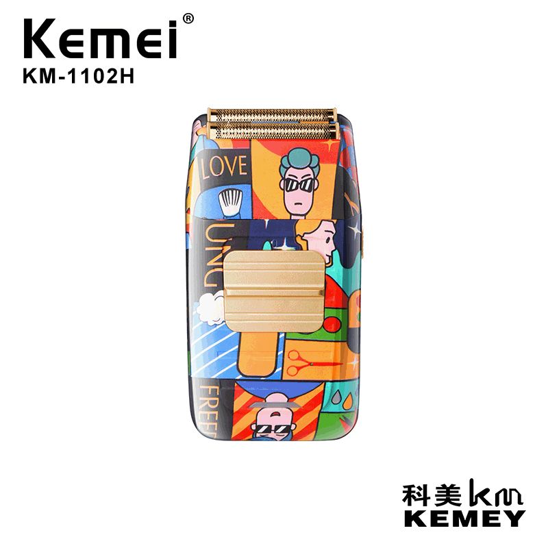 Cross border manufacturers direct power supply clipper Kemei KM-1102H Graffiti trend shaver bald magic usb charging thumbnail