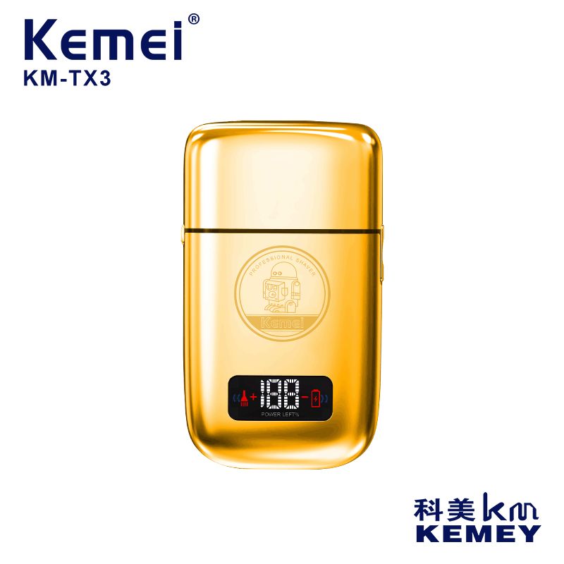 跨境厂家直供 科美剃须刀KM-TX3往复式双头刮胡刀数显液晶屏