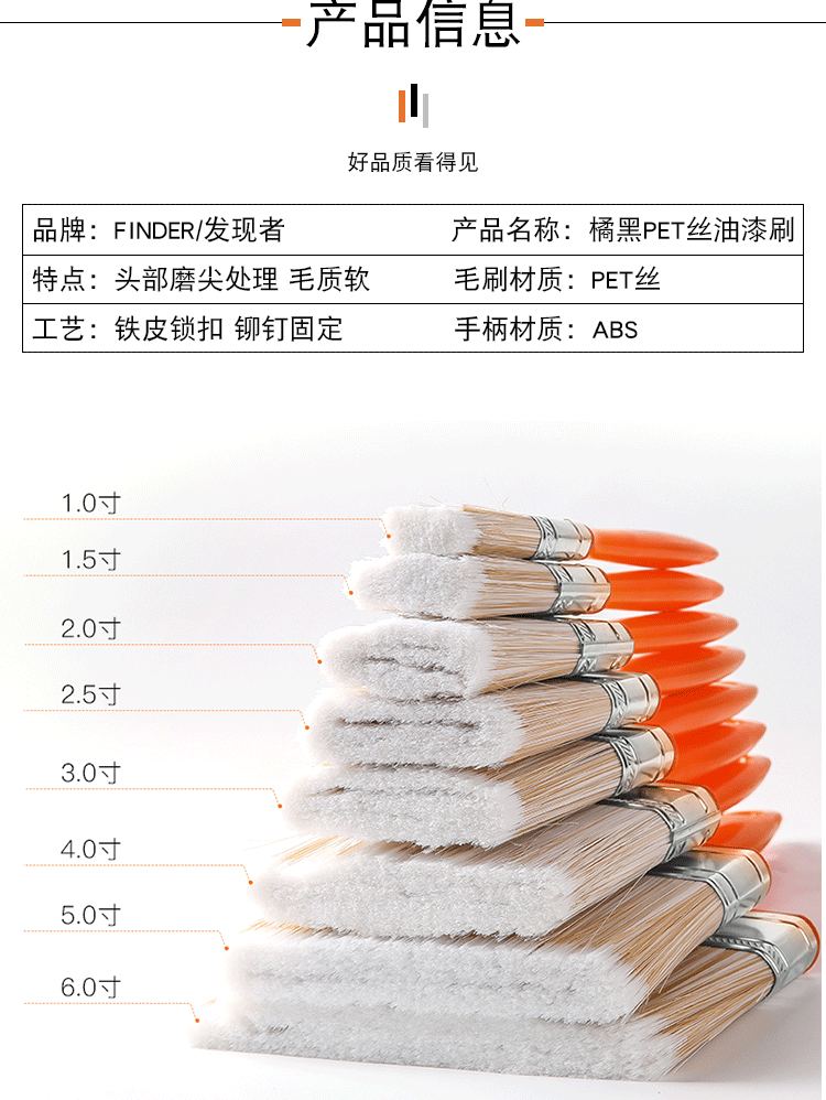 发现者油漆刷子无痕油画毛刷工业清洁扫灰船用烧烤长毛涂料刷家用详情图6