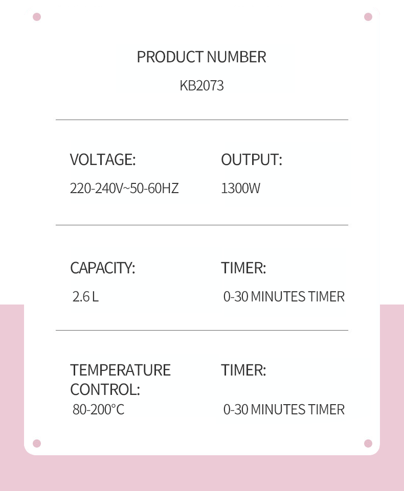 DSP丹松 家用无油2.6L大功率多功能全自动一体智能电炸锅空气炸锅详情图9