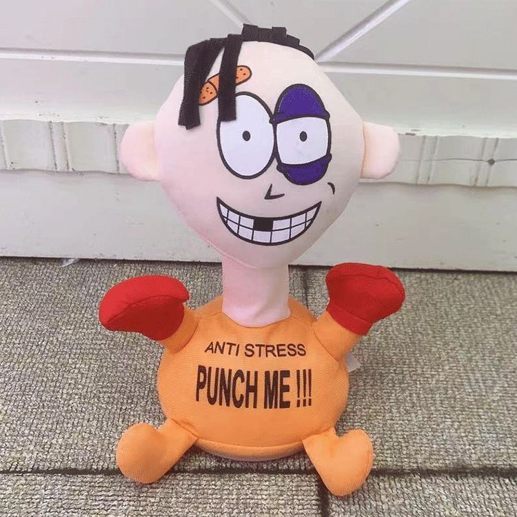 Hengxin Toys Yiwu Creative "Beating Up" plush electric toy for venting anger and screaming. The doll can withstand being beaten and will cry 996 when hit details Picture