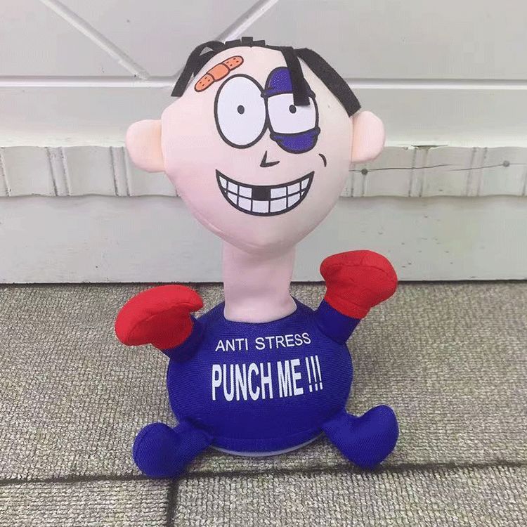 Hengxin juguetes yiwu creativo golpear a la gente pequeña juguete eléctrico de peluche desabafar la vergüenza de los chicos golpear resistente golpear golpear llamará azul 01