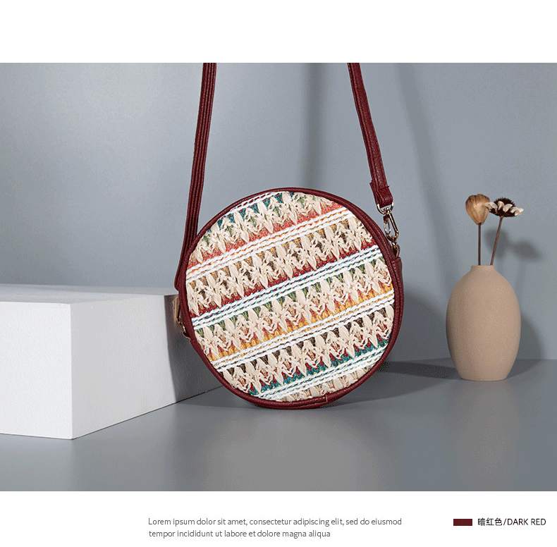 国潮跨境PP草编单肩包女春夏新款女士斜挎包简约批发圆包女包包详情14