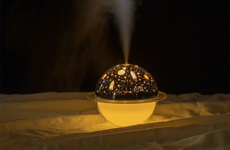 爆款投影星球灯加湿器圣诞月球土星灯加湿器批发 大容量桌面静音usb加湿器氛围灯补水仪美容仪七彩灯暖光灯详情7