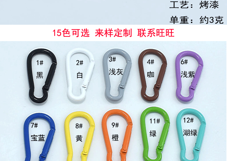 彩色烤漆登山扣钥匙扣工艺礼品箱包杯子五金挂扣 diy钥匙扣配件详情2