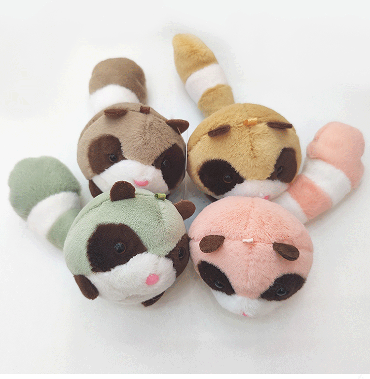 Cute long-tailed round squirrel plush toy, schoolbag pendant, cartoon creative keychain plush toy, mouse toy gift pic 1