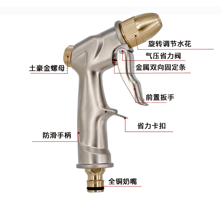 T家用浇花刷车工具高压冲洗地洗车水枪便携式汽车全铜喷接头枪头详情5