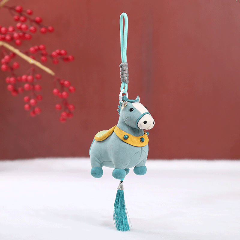 horse year mascot doll pendant keychain plush toy zodiac doll doll 2026 new year gift logo details Picture