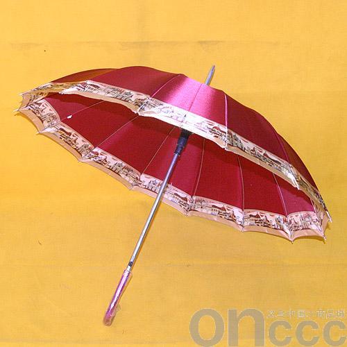 Red tinted edge umbrella, straight pole umbrella